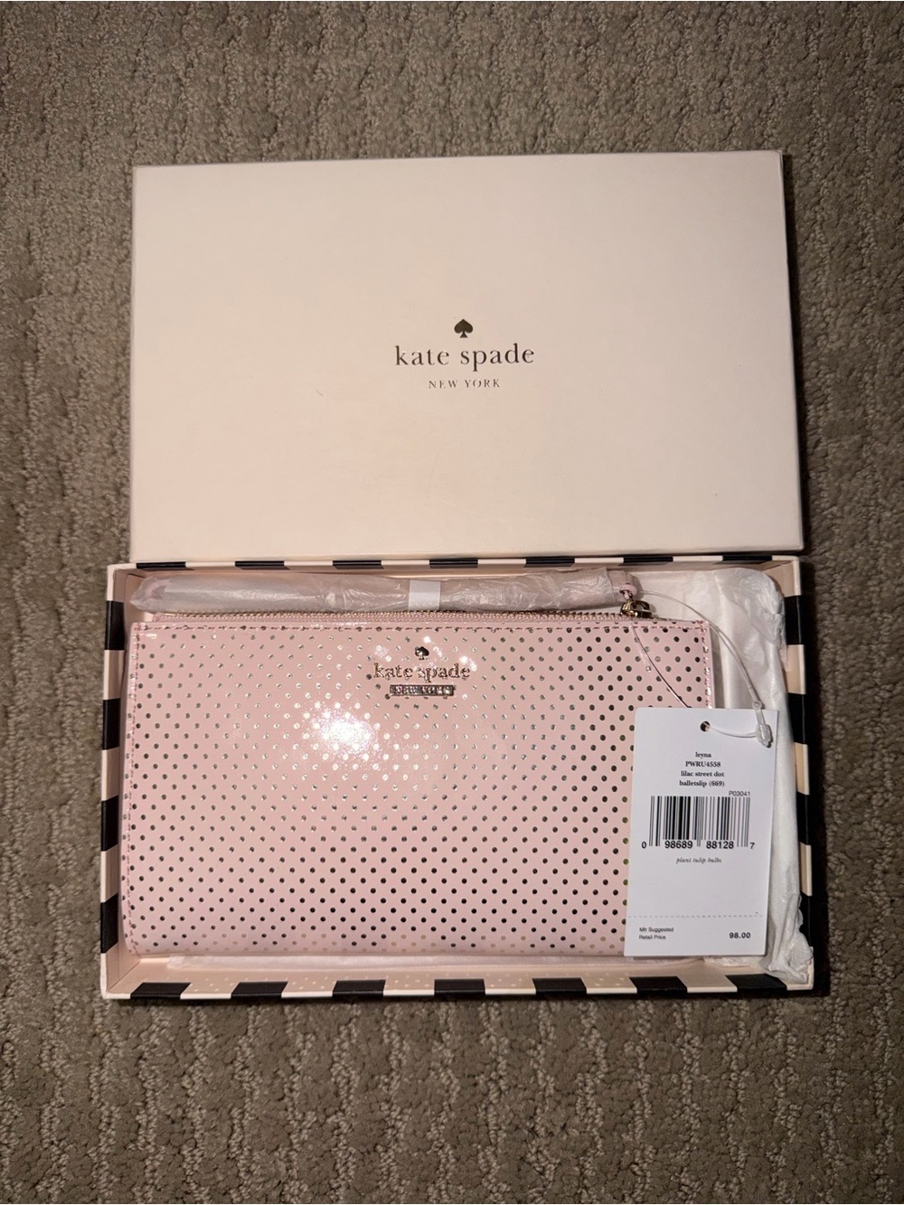 Kate Spade lilac street dot wristlet